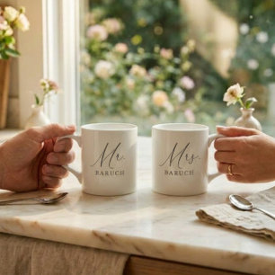 Tasse Expresso Monsieur Jeune Marié Écriture Élégante