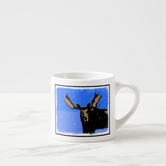 Tasse Expresso Moose en hiver - Art original de la faune (Droite)