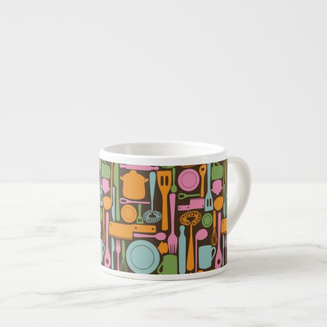 Tasse Expresso Motif 3 d'ustensiles de cuisine (Devant droit)
