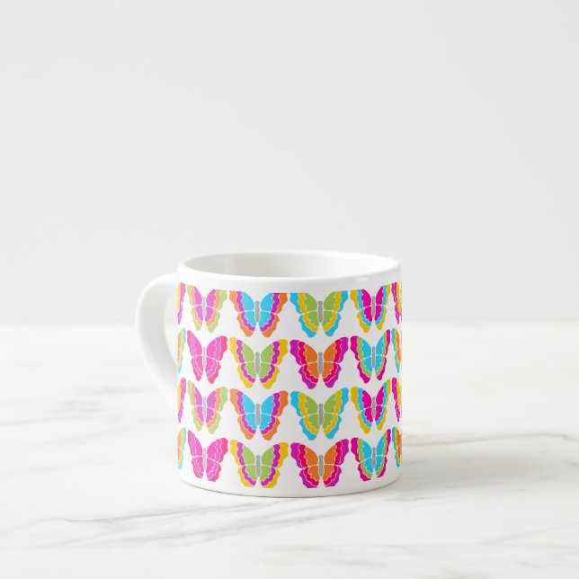 Tasse Expresso Motif à papillon arc-en-ciel mignon (Devant gauche)