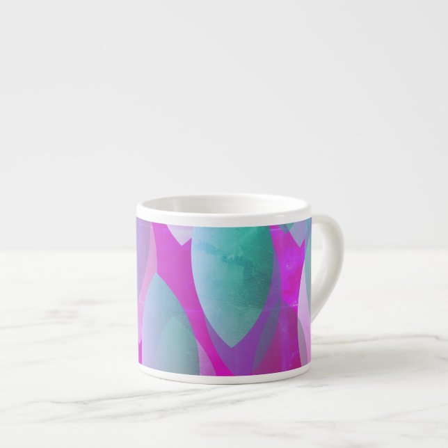 Tasse Expresso Motif Abstrait moderne | Magenta Purple Rose Turqu (Devant droit)