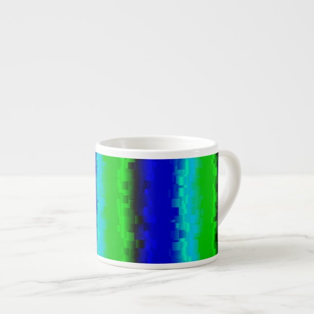 Tasse Expresso Motif arc-en-ciel bleu vert abstrait 3D (Devant droit)