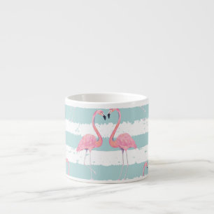 Tasse Expresso Motif Arrière - plan Exotique Flamant rose rayé