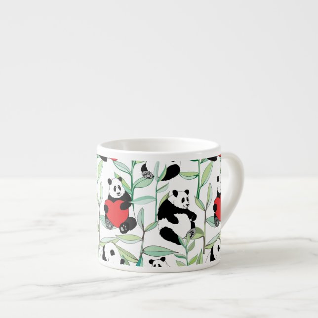 Tasse Expresso motif avec de beaux pandas avec des coeurs (Devant droit)