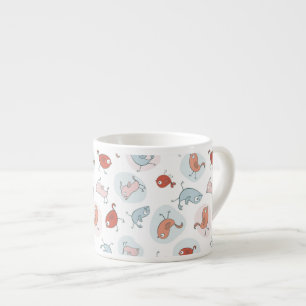 Tasse Expresso motif avec des oiseaux de bande dessinée