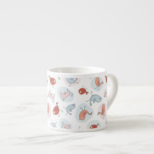 Tasse Expresso motif avec des oiseaux de bande dessinée (Devant droit)