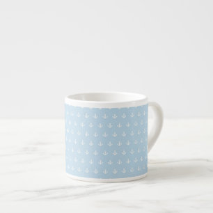 Tasse Expresso Motif avec les ancres blanches sur le bleu
