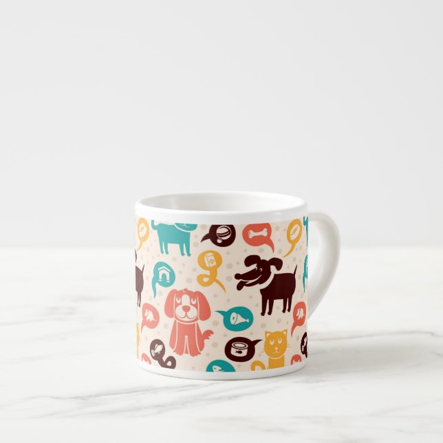 Tasse Expresso Motif avec les chats et les chiens drôles (Devant droit)