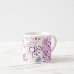 Tasse Expresso Motif avec les fleurs roses