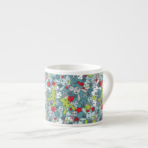 Tasse Expresso motif bleu de kawaii