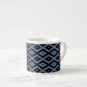 Tasse Expresso Motif bleu gris et noir diamant