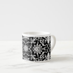 Tasse Expresso Motif chinois Art Nouveau - Blanc sur Noir