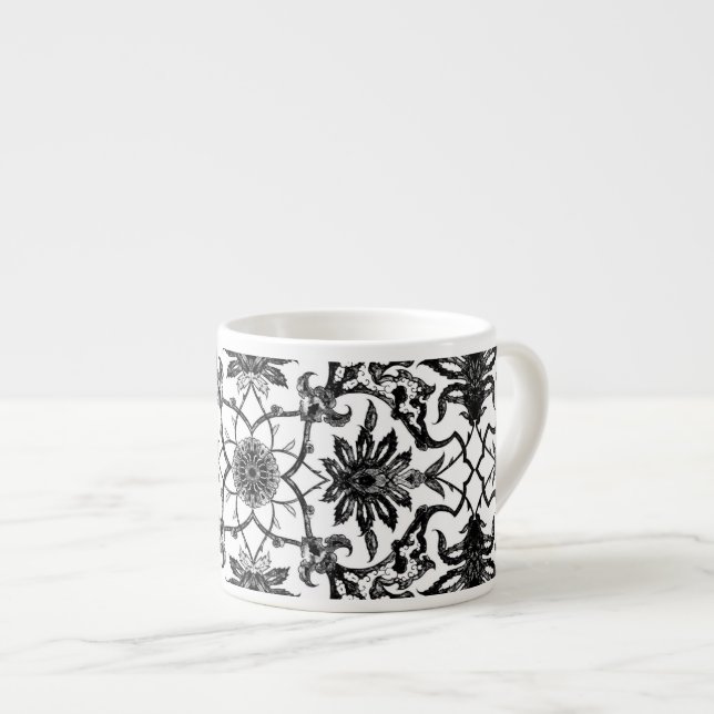 Tasse Expresso Motif chinois Art Nouveau - Noir et Blanc (Devant droit)