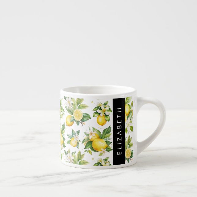 Tasse Expresso Motif citron, Fleurs de citron, Feuilles, Votre No (Droite)
