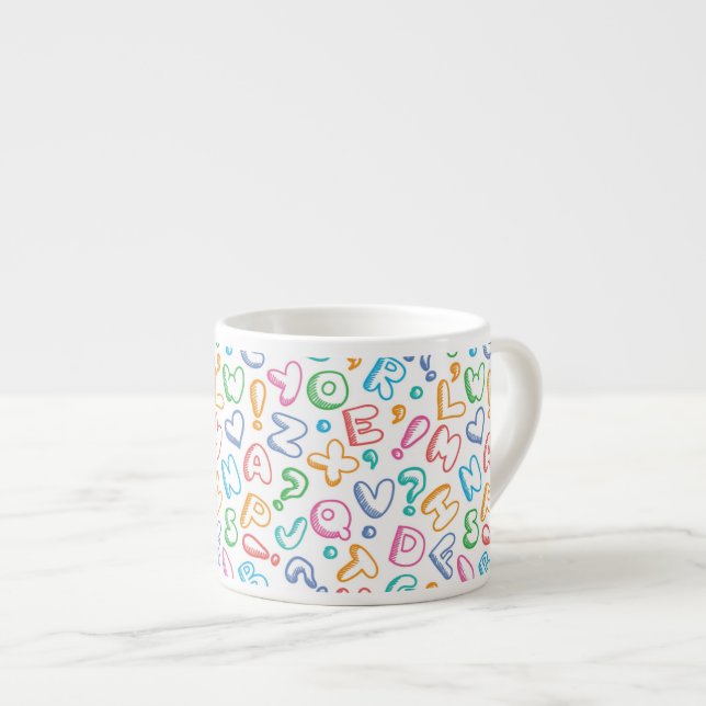 Tasse Expresso motif d'alphabet (Devant droit)