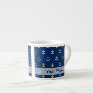 Tasse Expresso Motif d'ancrage bleu
