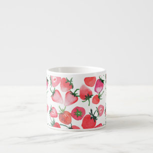Tasse Expresso Motif d'aquarelle aux fraises rouges juteuses