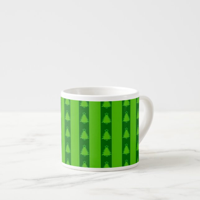 Tasse Expresso Motif d'arbre de Noël à rayures vertes (Devant droit)