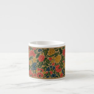 Tasse Expresso Motif de broderie florale au crewel vintage