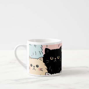 Tasse Expresso Motif de chat pastel mignon Chaton kawaii duvete