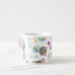 Tasse Expresso Motif De Chats, Chats Mignons, Chatons, Poisson