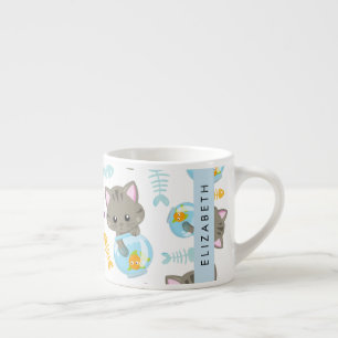 Tasse Expresso Motif De Chats, Chats Mignons, Chatons, Votre Nom