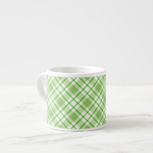 Tasse Expresso Motif de chèque en diagonale vert clair