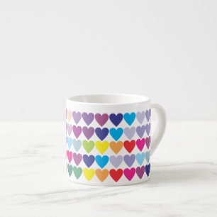 Tasse Expresso Motif de cœurs arc-en-ciel colorés