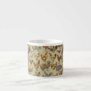 Tasse Expresso Motif de coq poulet vintage : Art de ferme