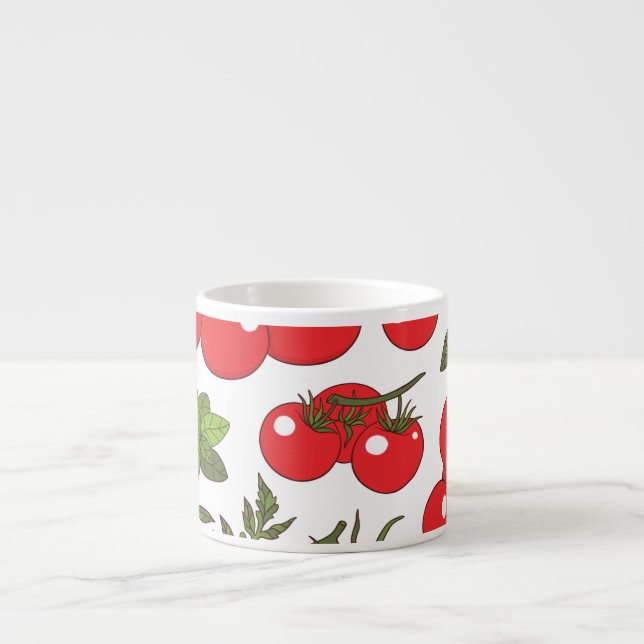 Tasse Expresso Motif de cuisine sans couture Tomato Basil (Devant)