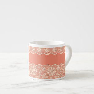 Tasse Expresso Motif de dentelle, cru 4 de fleur