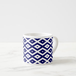 Tasse Expresso Motif de diamants bleu et blanc de la marine