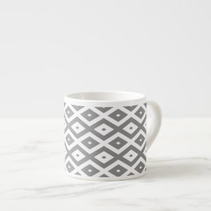 Tasse Expresso Motif de diamants gris et blanc