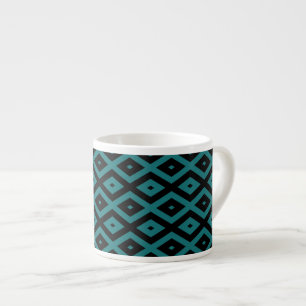 Tasse Expresso Motif de diamants turquoise et noir
