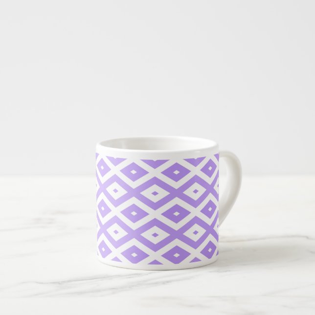 Tasse Expresso Motif de diamants violet et blanc (Devant droit)