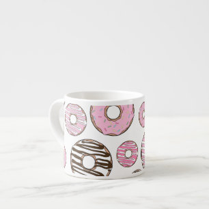 Tasse Expresso Motif De Donuts, Donuts Roses, Donuts Blancs