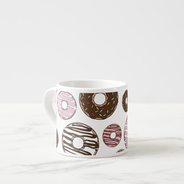 Tasse Expresso Motif De Donuts, Donuts Roses, Donuts Brown (Devant gauche)