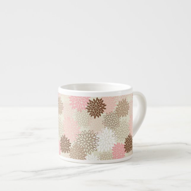 Tasse Expresso Motif De FEMME Rose Et Brown (Devant droit)