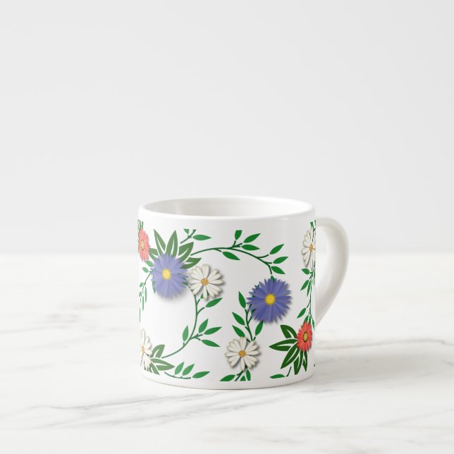 Tasse Expresso Motif de fleurs (Devant droit)