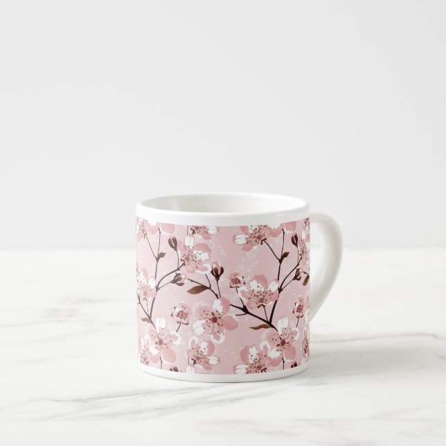Tasse Expresso Motif de fleurs de fleurs de cerisier (Devant droit)