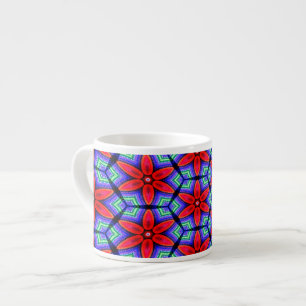 Tasse Expresso Motif de Fleurs de tissus rouges