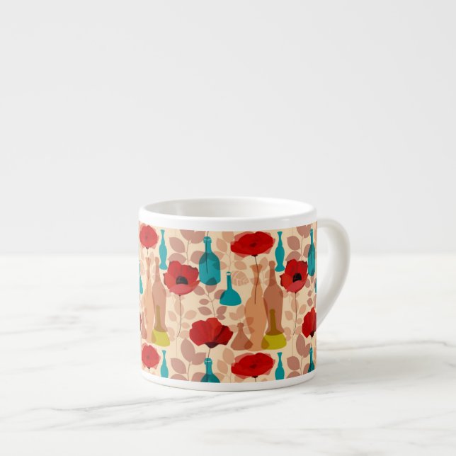 Tasse Expresso Motif de fleurs, de vases et de bouteilles (Devant droit)