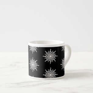 Tasse Expresso Motif de flocon de neige en noir et blanc Treble