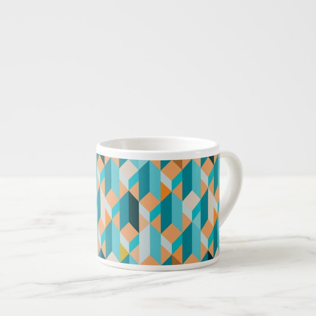 Tasse Expresso Motif De Formes Turquoises Et Oranges (Devant droit)
