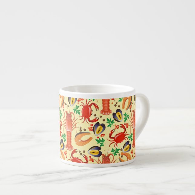 Tasse Expresso Motif de fruits de mer (Devant droit)