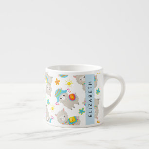 Tasse Expresso Motif De Llamas, Alpacas, Fleurs, Votre Nom