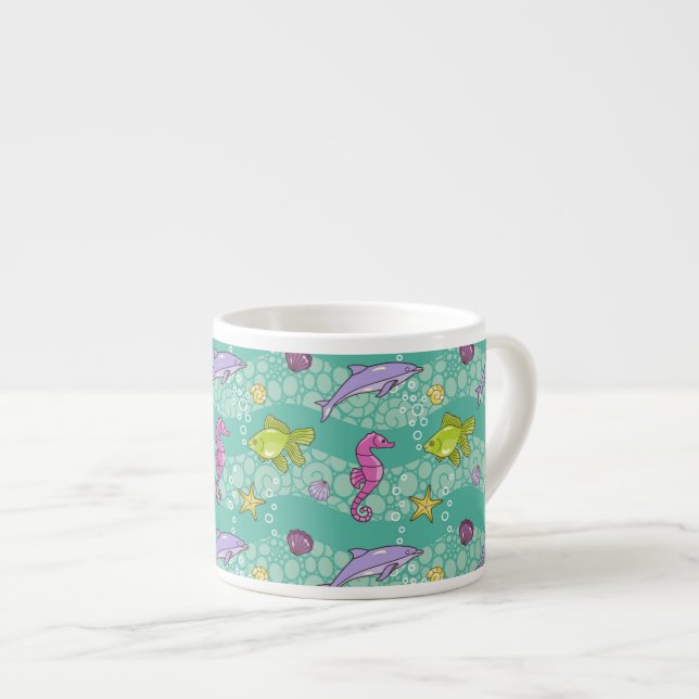 Tasse Expresso Motif de mer d'été (Devant droit)