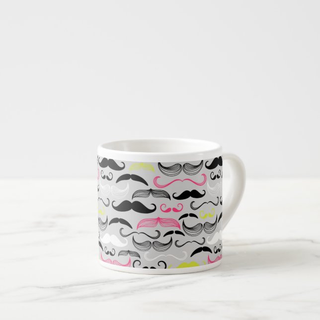 Tasse Expresso Motif de moustache, rétro style (Devant droit)