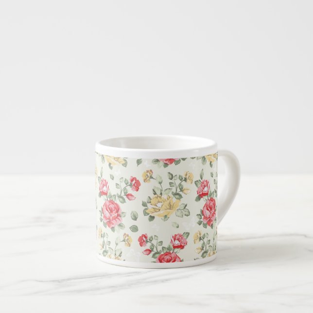 Tasse Expresso Motif de papier peint d'élégance des roses roses (Devant droit)
