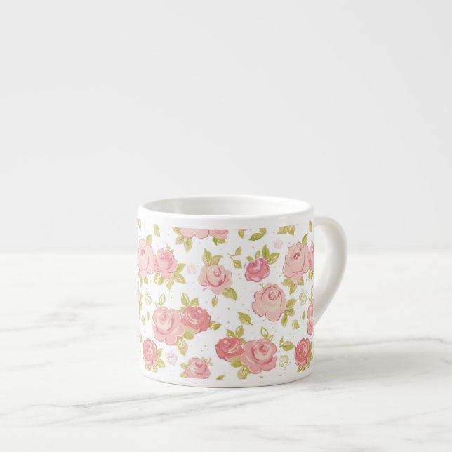 Tasse Expresso Motif de papier peint d'élégance des roses roses 3 (Devant droit)